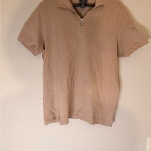 H&M Light Brown Zip Collar Polo Shirt